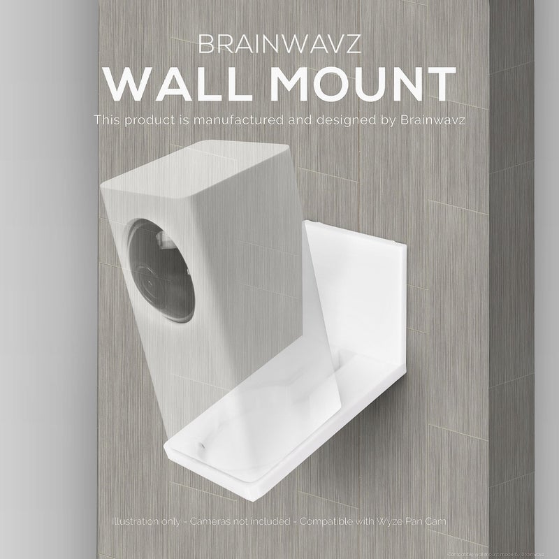 BRAINWAVZ Screwless Tilted Wall Mount Kit Compatible with Wyze Cam Pan, VHB Stick On, Full Tilt & Pan Function, No Mess, No Drilling, Strong Adheasive Mount, Angled Down White by Brainwavz - Image 4